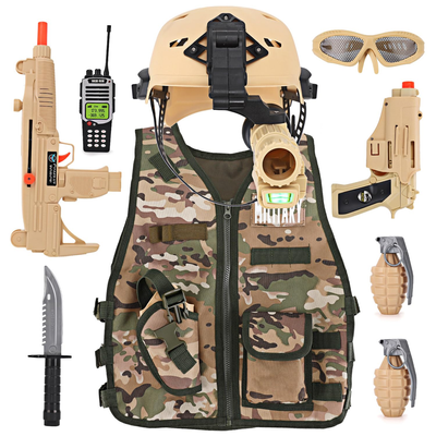 Детский Военный набор с жилетом, автоматом, пистолетом, гранатой и каской, нож, очки, рация D012 D012 фото