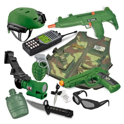 Детский Военный набор с жилетом, автоматом, пистолетом, гранатой и каской, нож, очки, рация M012A M012A фото