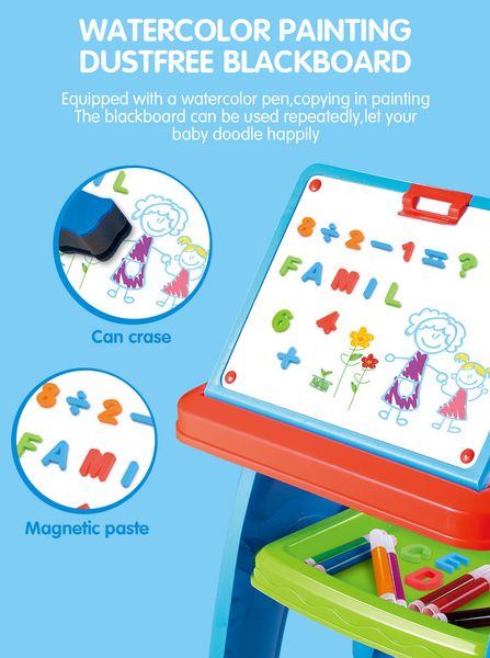 Дитячий столик-проектор для малювання+мольберт магнітний AK 0004, стільчик, букви-англ, цифри, слайди 48шт AK 0005/22088-30 фото