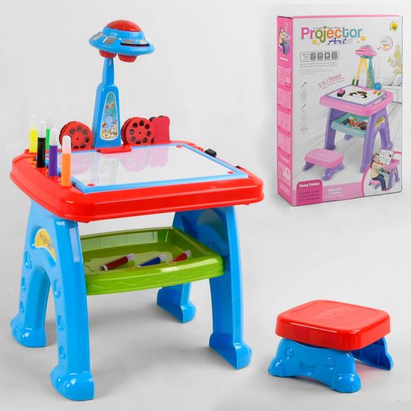 Детский столик-проектор для рисования+мольберт магнитный AK0005/22088-30, стульчик, буквы-англ, цифры, слайды AK 0005/22088-30 фото